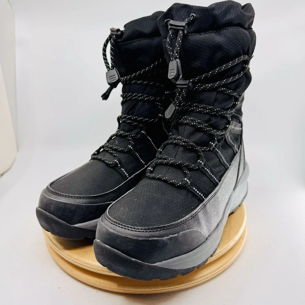 Lands End Squall Packable Snow Boots Women's 8 Black Insulated Winter